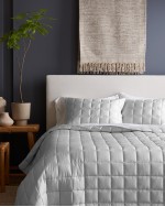 Bamboo Box Quilted Sham Set - Light Grey