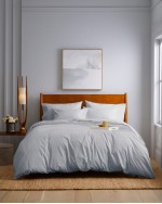 Classic Organic Percale Duvet Cover Set - Light Blue