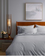 Classic Organic Percale Duvet Cover Set - Light Blue