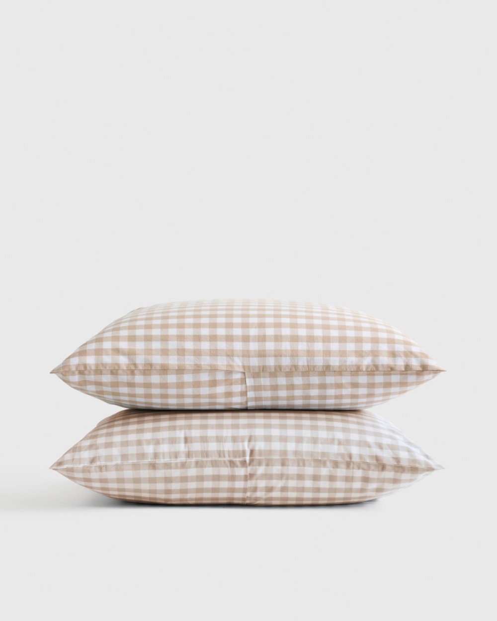 Classic Organic Percale Gingham Sham Set - Cafe