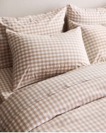 Classic Organic Percale Gingham Sham Set - Cafe