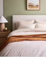 Classic Organic Percale Gingham Sham Set - Cafe