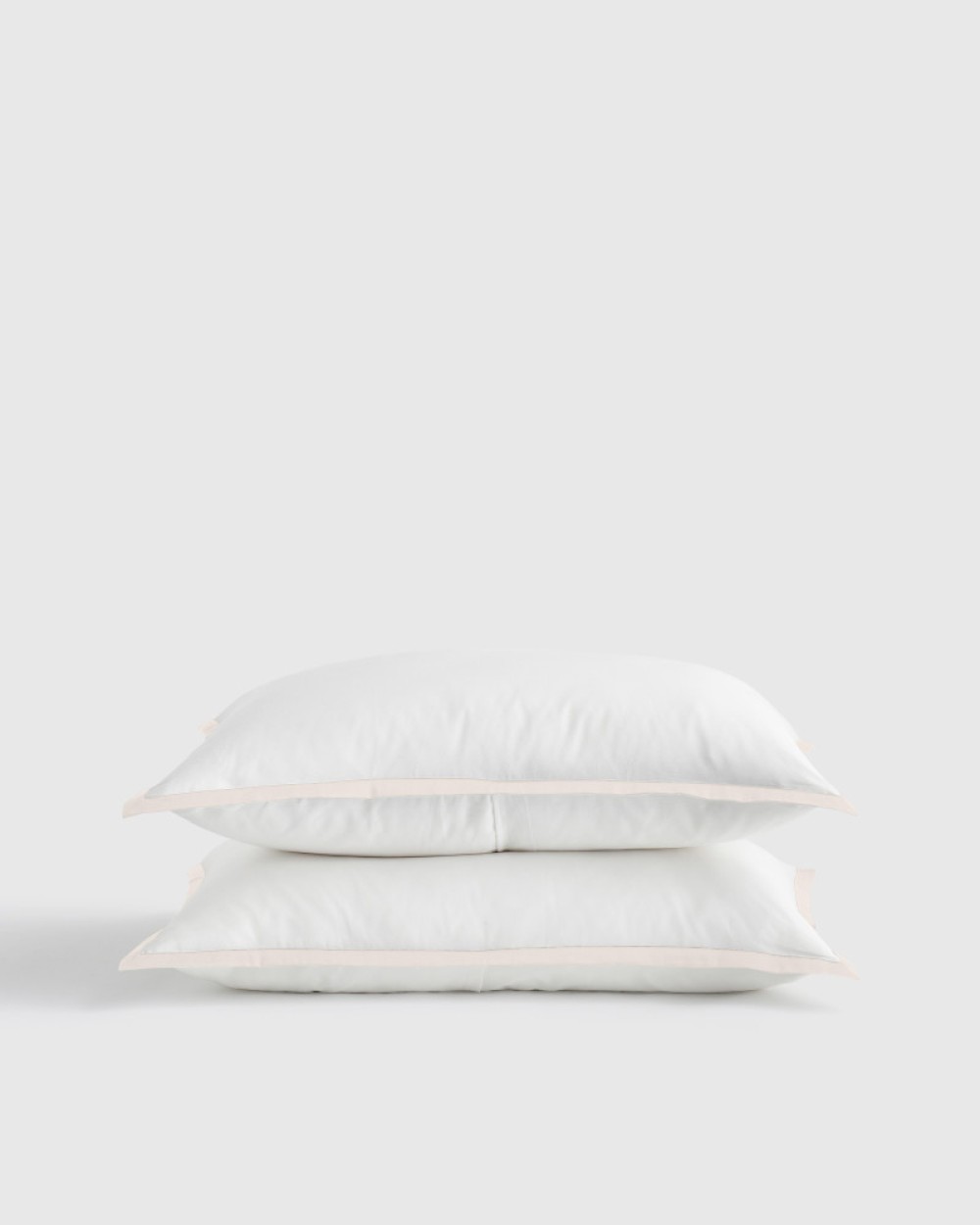 Classic Organic Percale Border Sham Set - White/Sand