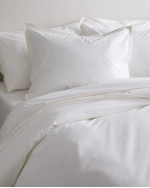 Classic Organic Percale Border Sham Set - White/Sand