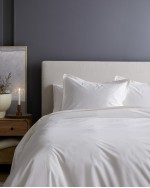 Classic Organic Percale Border Sham Set - White/Sand