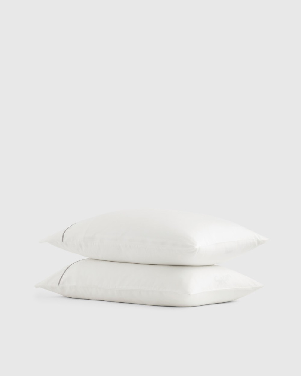 Classic Organic Percale Embroidered Pillowcase Set - White/Grey