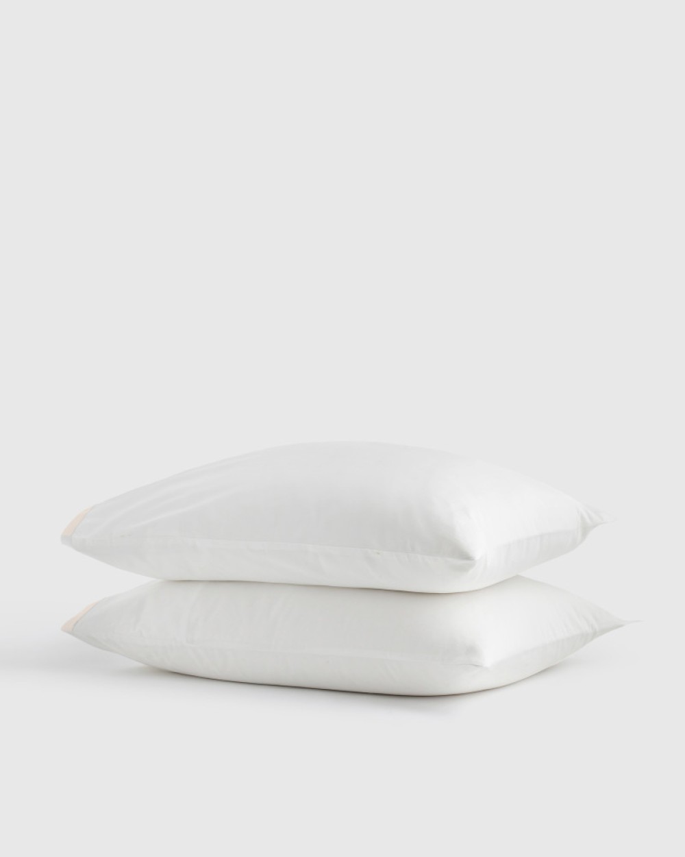 Classic Organic Percale Border Pillowcase Set - White/Sand