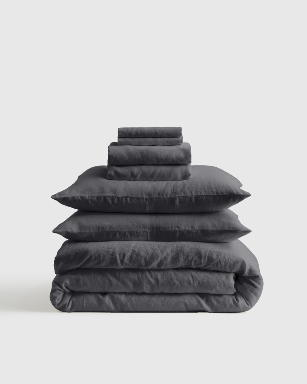 European Linen Duvet Deluxe Bundle - Charcoal