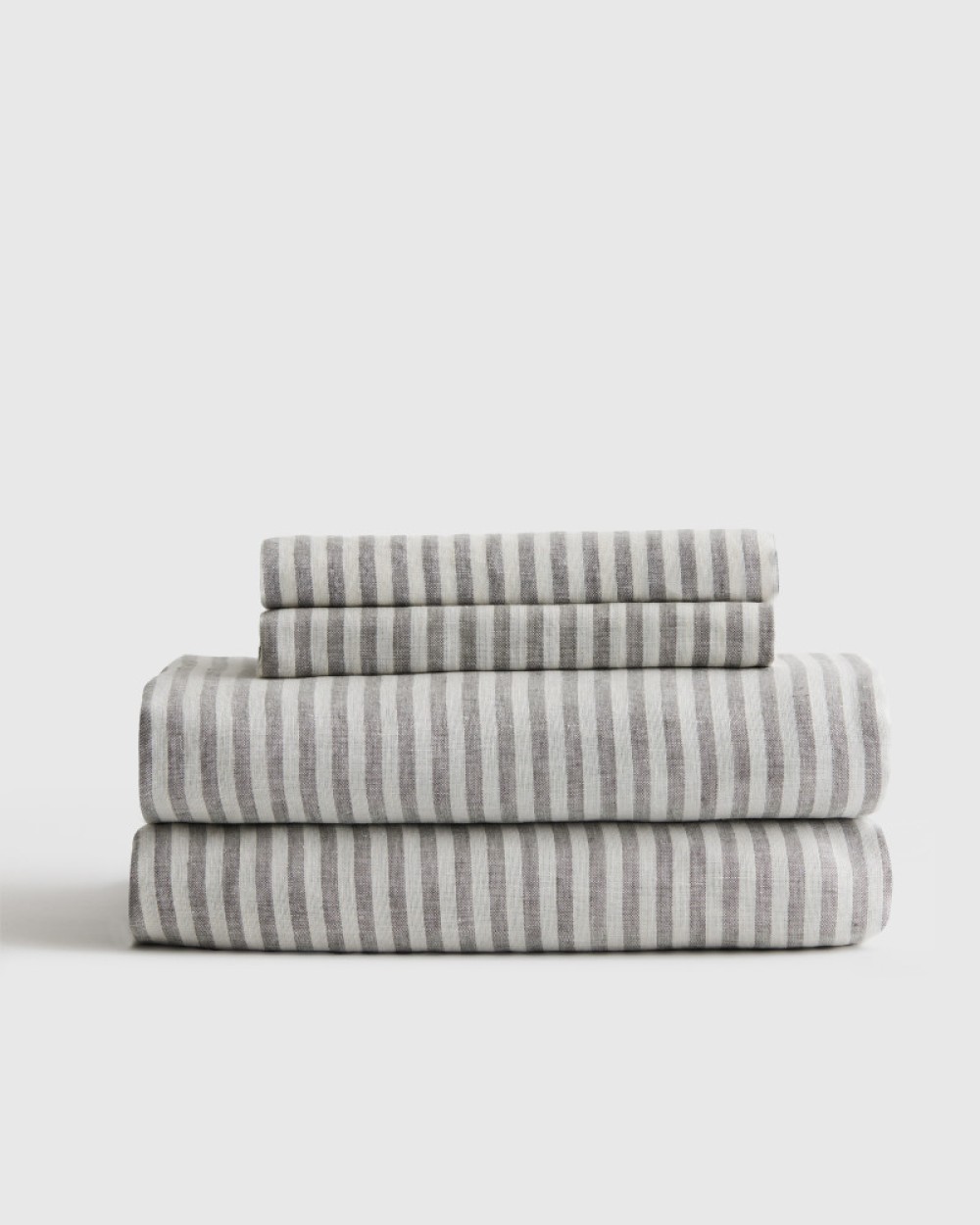 European Linen Sheet Set - Grey/White Stripe