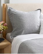 European Linen Euro Sham - Charcoal Chambray