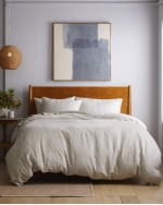 European Linen Duvet Deluxe Bundle - Grey/White Stripe