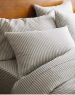 European Linen Duvet Deluxe Bundle - Grey/White Stripe