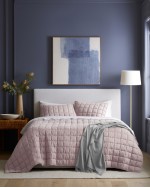 European Linen Box Quilted Sham Set - Dusty Mauve