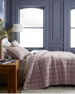 European Linen Box Quilted Sham Set - Dusty Mauve