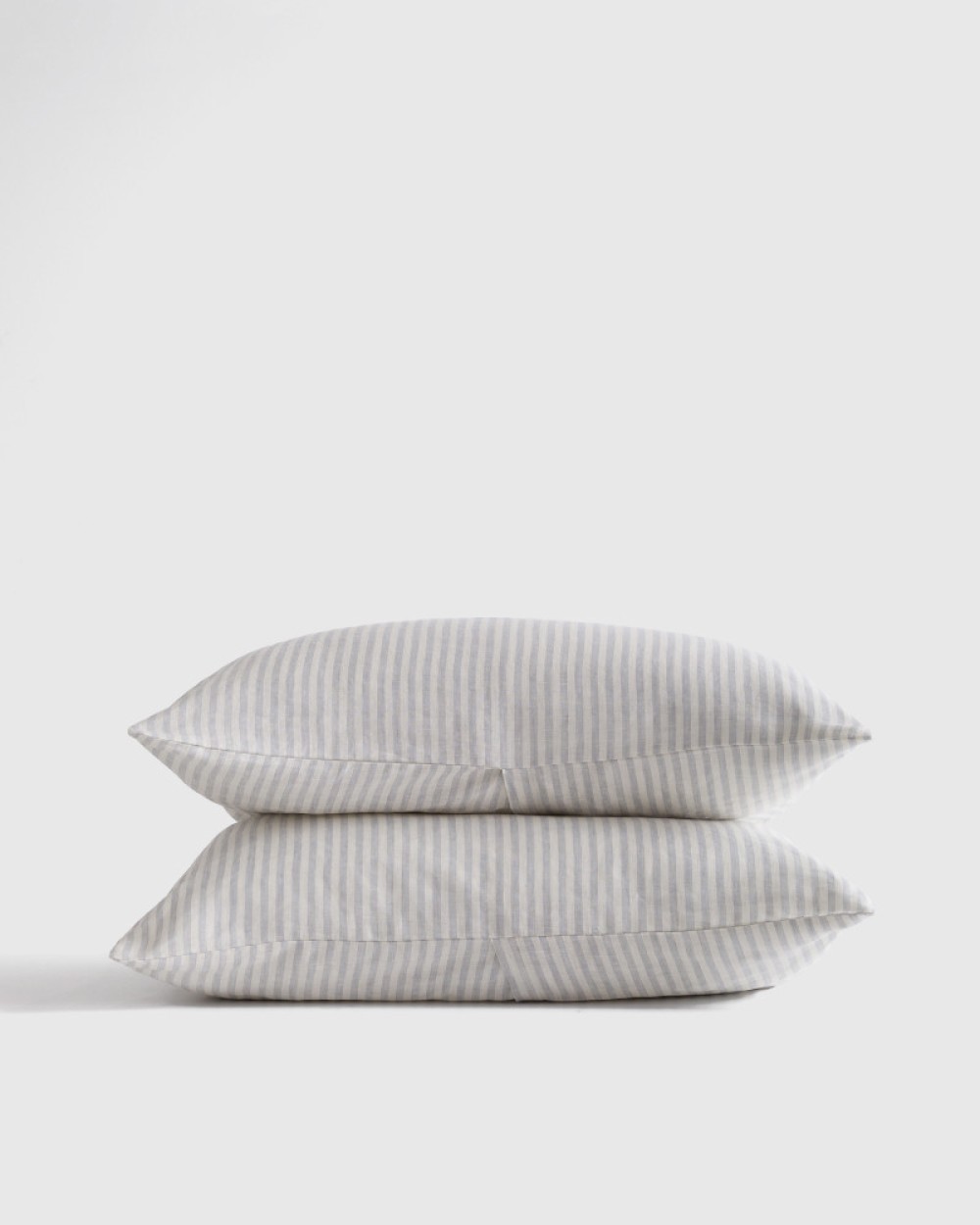 European Linen Stripe Sham Set - Mist/White Stripe