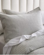 European Linen Stripe Sham Set - Mist/White Stripe