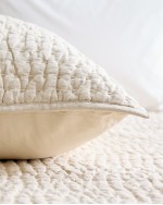 European Linen Cotton Stitch Quilted Euro Sham - Natural