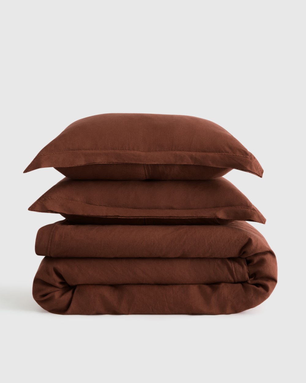 European Linen Double Flange Duvet Cover Set - Bordeaux