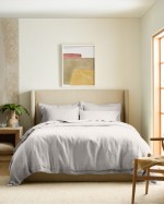 European Linen Double Flange Duvet Cover Set - Light Grey