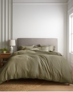 European Linen Duvet Cover Set - Aloe