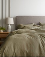 European Linen Duvet Cover Set - Aloe