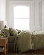 European Linen Duvet Cover Set - Aloe