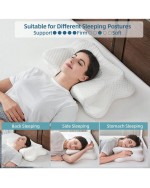 Neck Pillow For Pain Relief Sleeping Hollow Design Cervical Memory Foam Pillows Ergonomic Orthopedic Neck Support Contour Pillow For Side Back And Stomach Sleepers - Blue