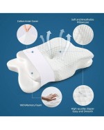 Neck Pillow For Pain Relief Sleeping Hollow Design Cervical Memory Foam Pillows Ergonomic Orthopedic Neck Support Contour Pillow For Side Back And Stomach Sleepers - Blue