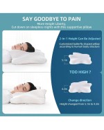 Neck Pillow For Pain Relief Sleeping Hollow Design Cervical Memory Foam Pillows Ergonomic Orthopedic Neck Support Contour Pillow For Side Back And Stomach Sleepers - Blue