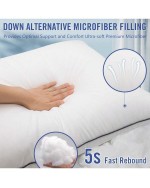 Hotel Collection Bed Pillows For Sleeping 4 Pack Standard Size Cooling Pillows Set Of 4 For Back Stomach Or Side Sleepers Super Soft Down Alternative Microfiber Filled Pillows - White