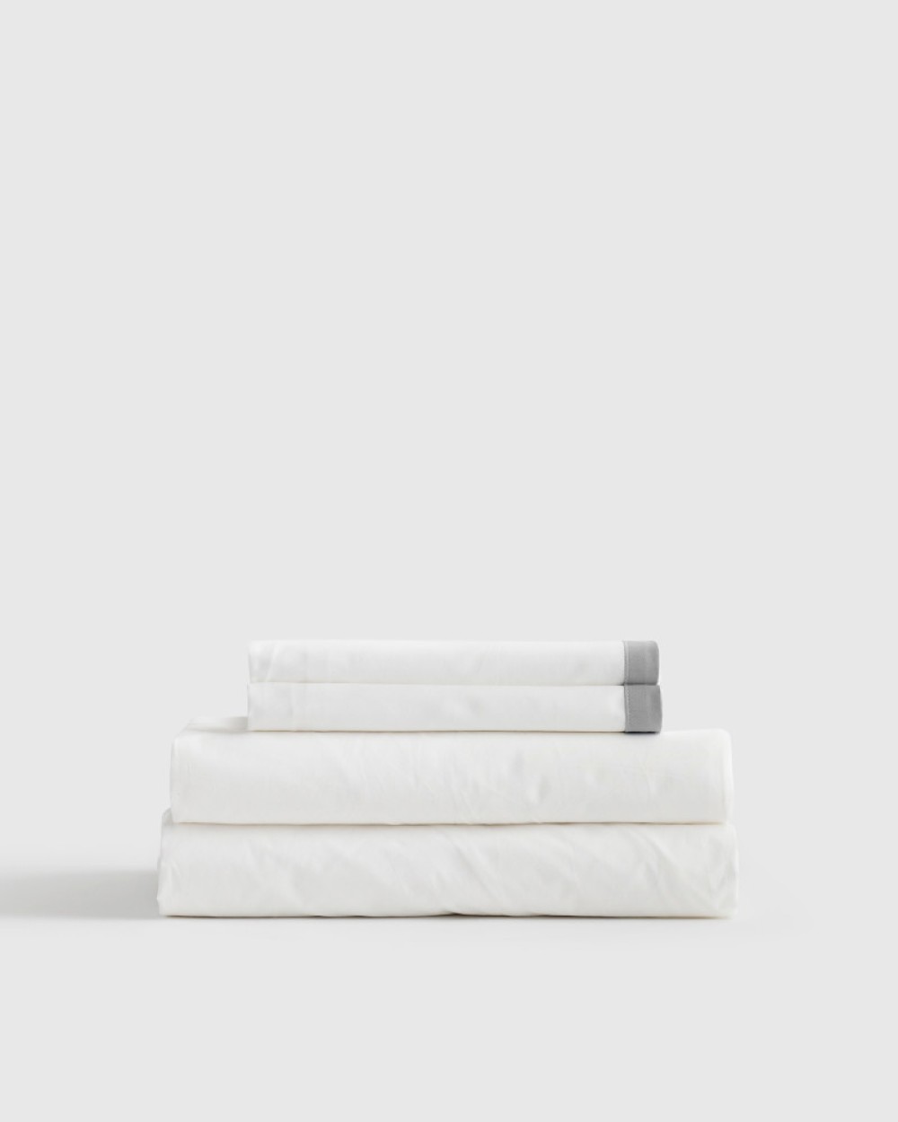 Luxury Organic Sateen Border Sheet Set - White/Light Grey